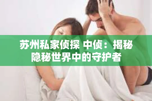 苏州私家侦探 中侦：揭秘隐秘世界中的守护者
