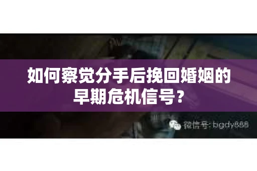 如何察觉分手后挽回婚姻的早期危机信号？